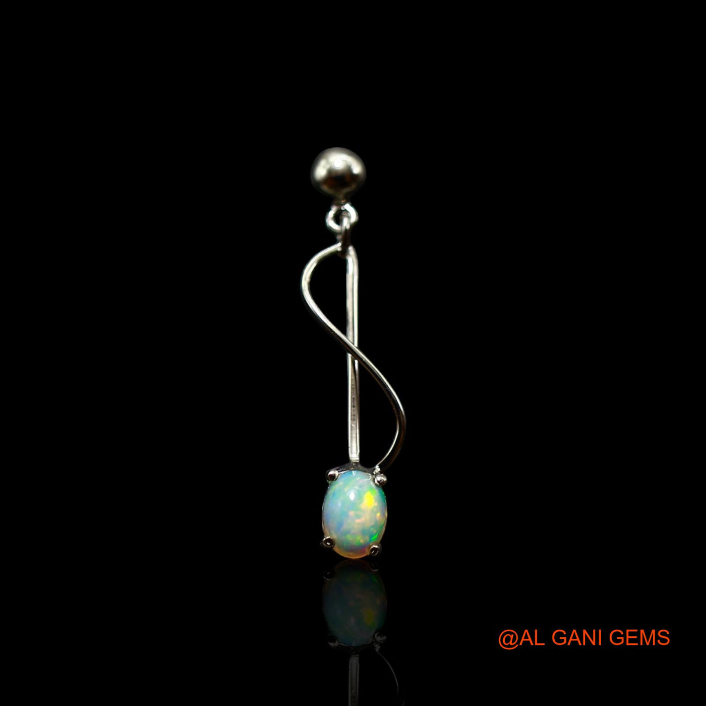925 Sterling Silver Natural Ethiopian Fire Opal Anniversary Dangling Earrings SE-33