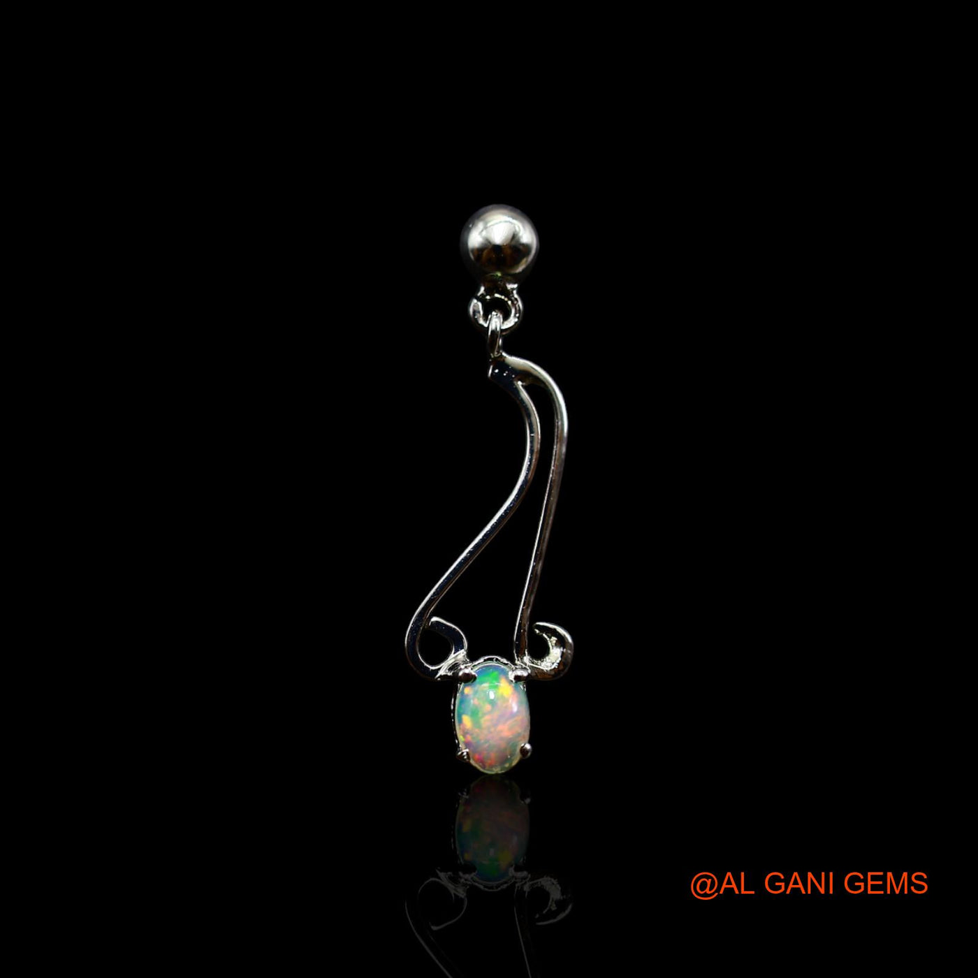 925 Sterling Silver Ethiopian Fire Opal Gemstone Dangle Drop Hook Bezel Earrings SE-35