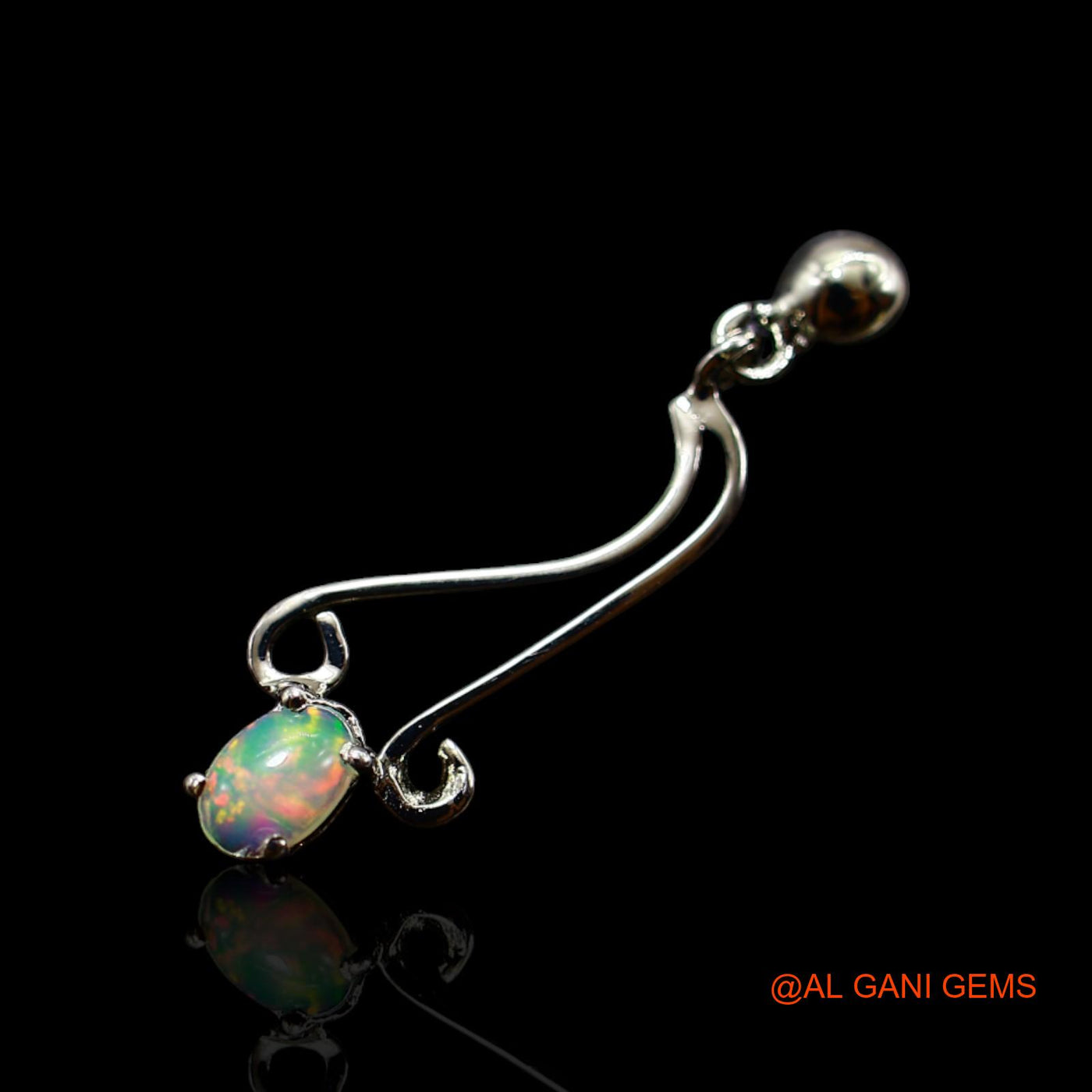 925 Sterling Silver Ethiopian Fire Opal Gemstone Dangle Drop Hook Bezel Earrings SE-35