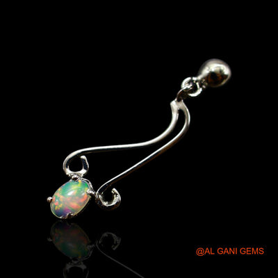 925 Sterling Silver Ethiopian Fire Opal Gemstone Dangle Drop Hook Bezel Earrings SE-35