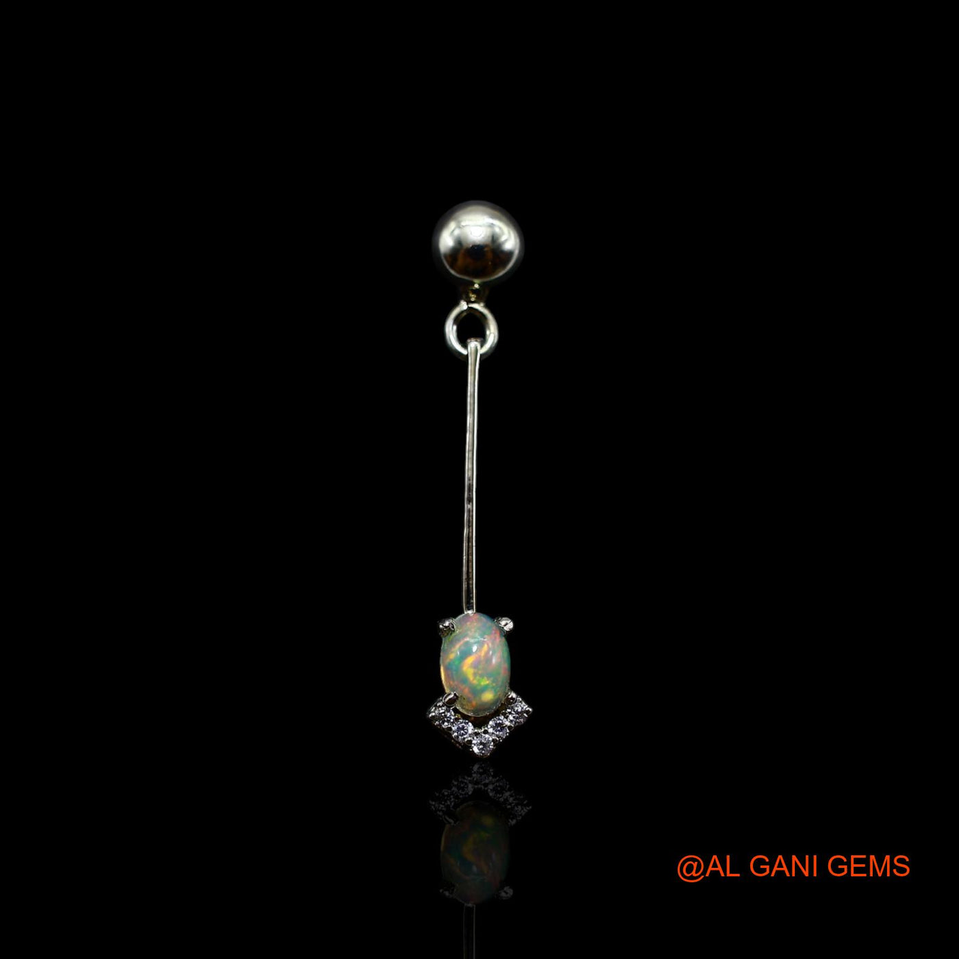 925 Sterling Silver Ethiopian Fire Opal Stone Zircon Dangling Engagement Earrings SE-36