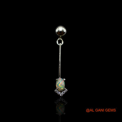 925 Sterling Silver Ethiopian Fire Opal Stone Zircon Dangling Engagement Earrings SE-36