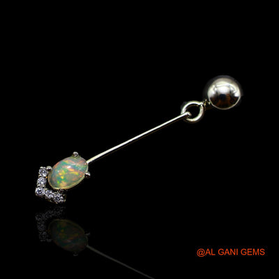 925 Sterling Silver Ethiopian Fire Opal Stone Zircon Dangling Engagement Earrings SE-36