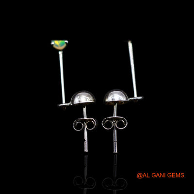 925 Sterling Silver Ethiopian Fire Opal Stone Zircon Dangling Engagement Earrings SE-36
