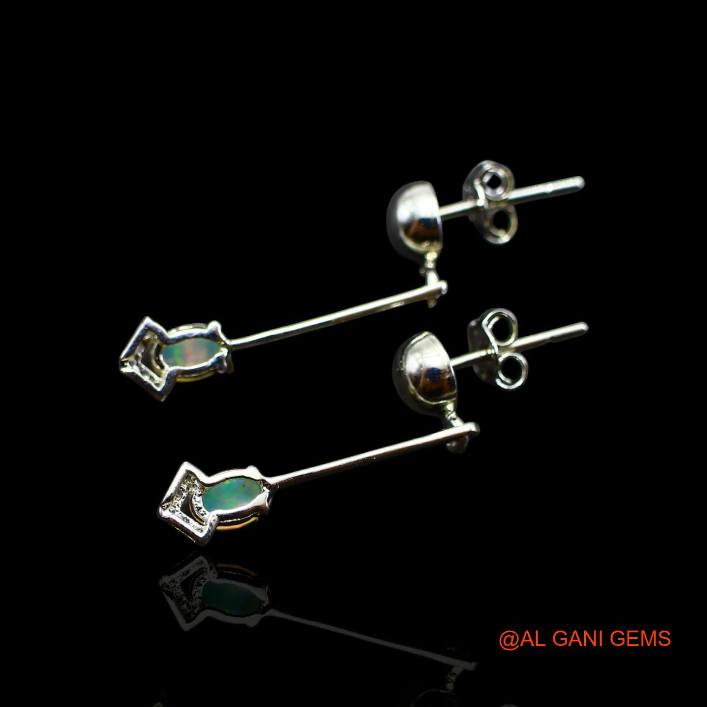 925 Sterling Silver Ethiopian Fire Opal Stone Zircon Dangling Engagement Earrings SE-36