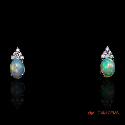 Ethiopian Fire Opal Gemstone Zircon 925 Silver Bezel Wedding Dangle Hook Earrings SE-39