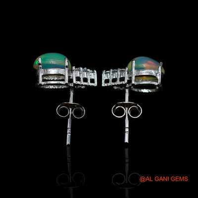 Ethiopian Fire Opal Gemstone Zircon 925 Silver Bezel Wedding Dangle Hook Earrings SE-39