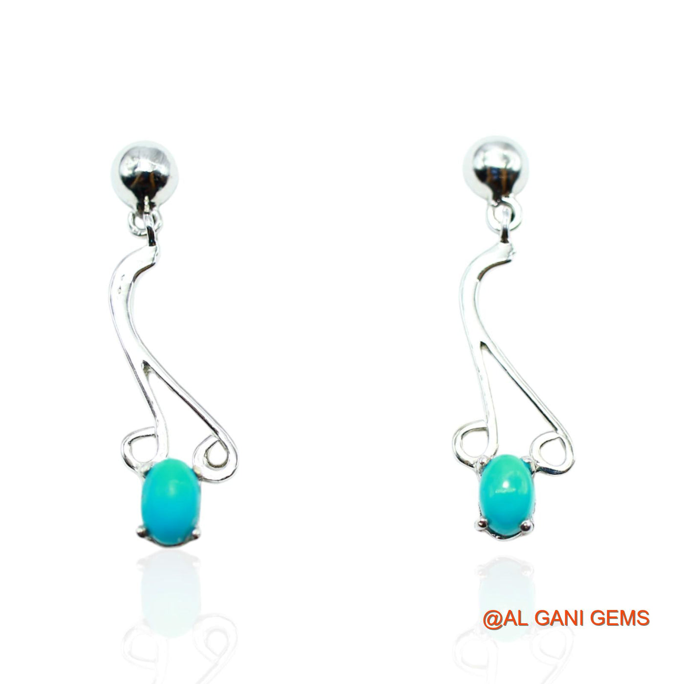 925 Silver Turquoise Gemstone Hook Dainty Dangle Drop Daughter Earrings SE-3