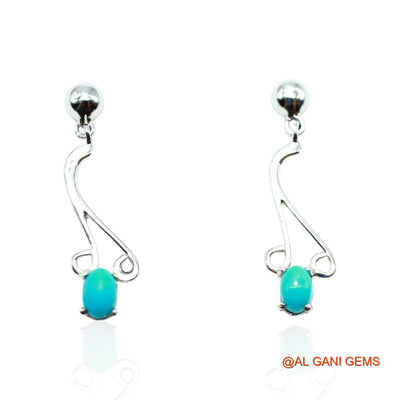 925 Silver Turquoise Gemstone Hook Dainty Dangle Drop Daughter Earrings SE-3