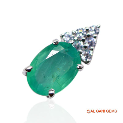 Emerald Stone Zircon Dangle Drop Mother Earrings 925 Sterling Silver SE-40