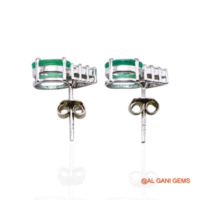 Emerald Stone Zircon Dangle Drop Mother Earrings 925 Sterling Silver SE-40