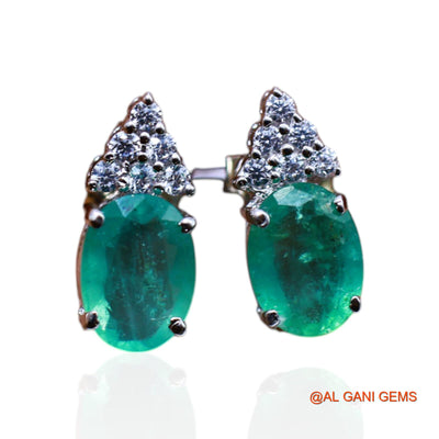 Emerald Stone Zircon Dangle Drop Mother Earrings 925 Sterling Silver SE-40