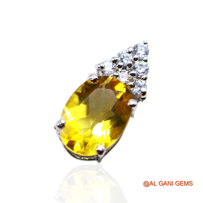 Faceted Citrine Stone Zircon November Bezel Drop Earrings 925 Silver SE-41