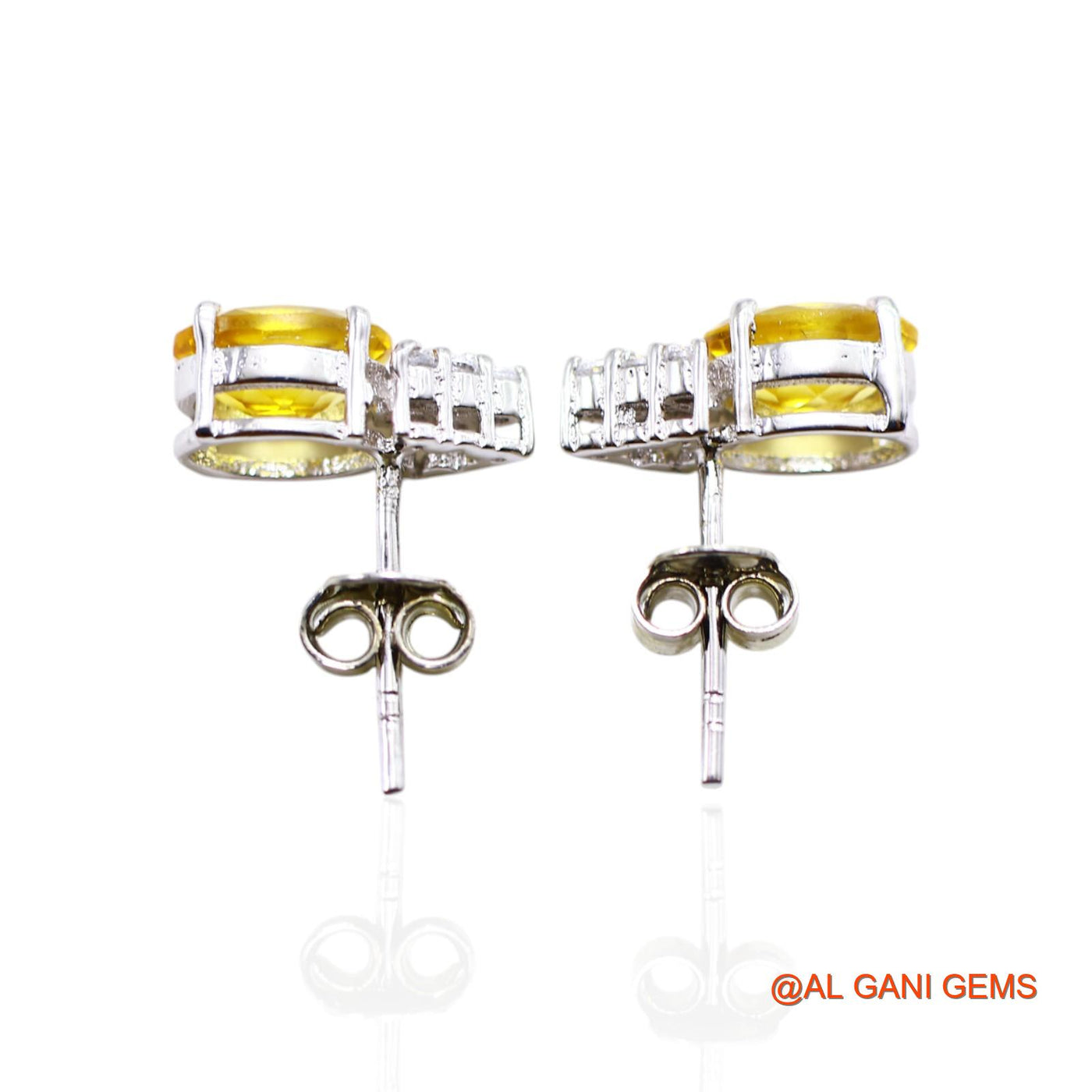Faceted Citrine Stone Zircon November Bezel Drop Earrings 925 Silver SE-41
