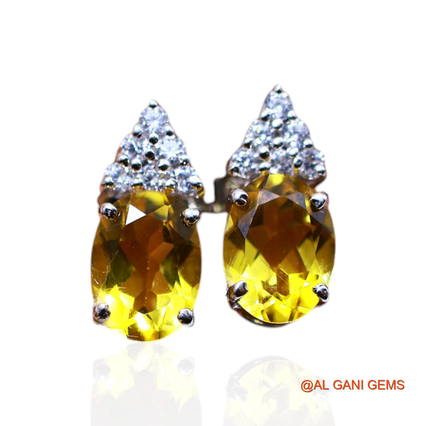 Faceted Citrine Stone Zircon November Bezel Drop Earrings 925 Silver SE-41