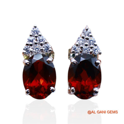 925 Sterling Silver Garnet Stone Zircon Mother Antique Drop Earrings SE-42