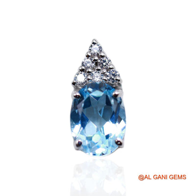 Natural Blue Topaz Zircon Dangle Drop Birthday Earrings Sterling Silver SE-43