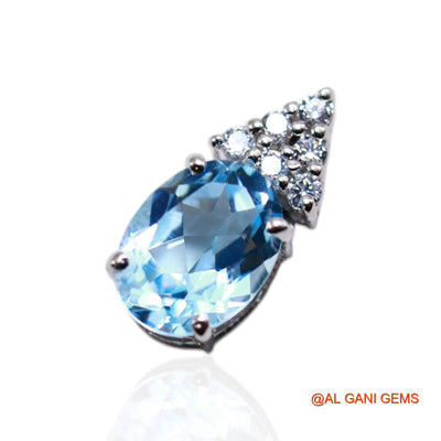 Natural Blue Topaz Zircon Dangle Drop Birthday Earrings Sterling Silver SE-43