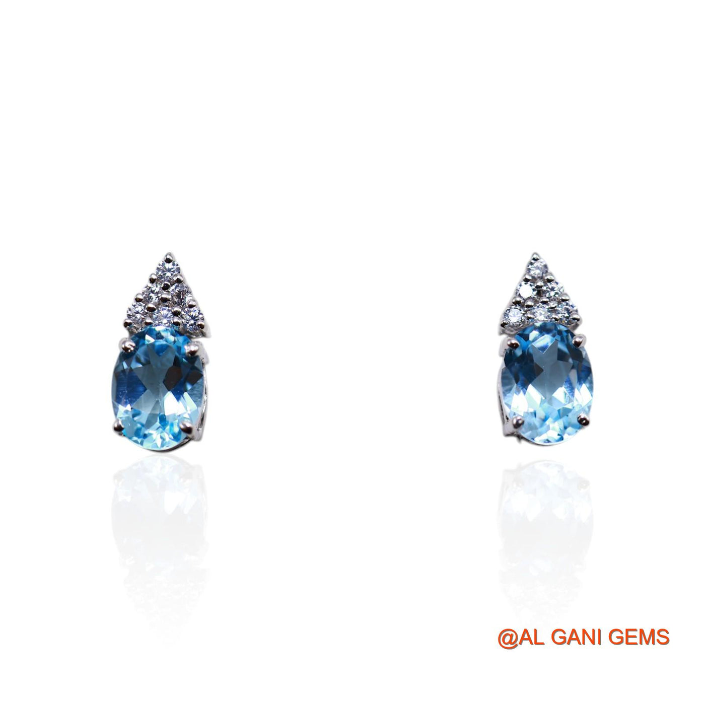 Natural Blue Topaz Zircon Dangle Drop Birthday Earrings Sterling Silver SE-43