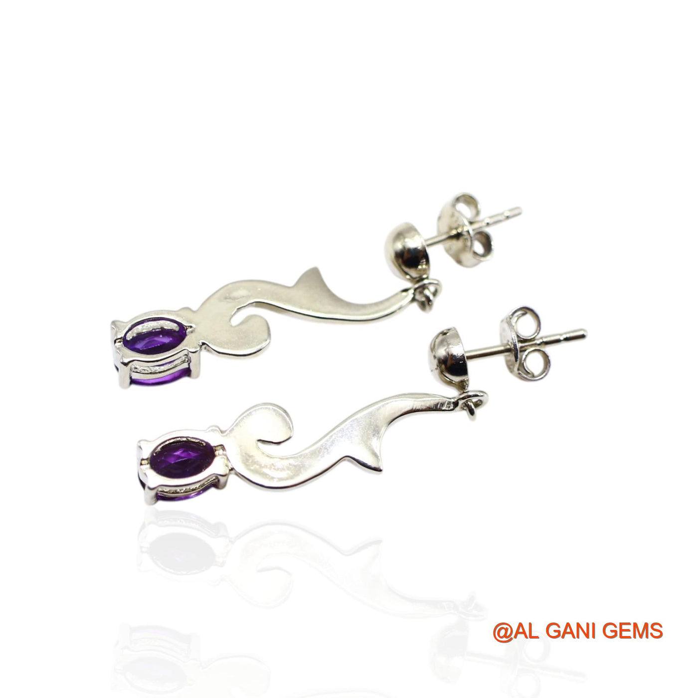 Amethyst Stone 925 Sterling Silver February Birth Drop Dangle Earrings SE-44