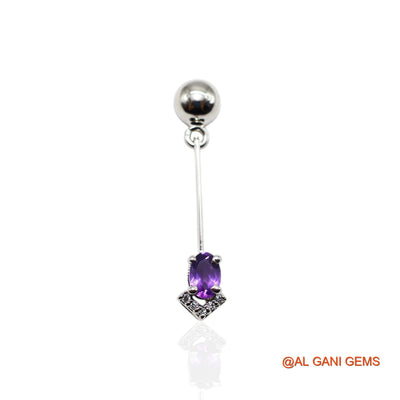 925 Silver Amethyst Gemstone Zircon Drop Hook Bezel Mother Earrings SE-45
