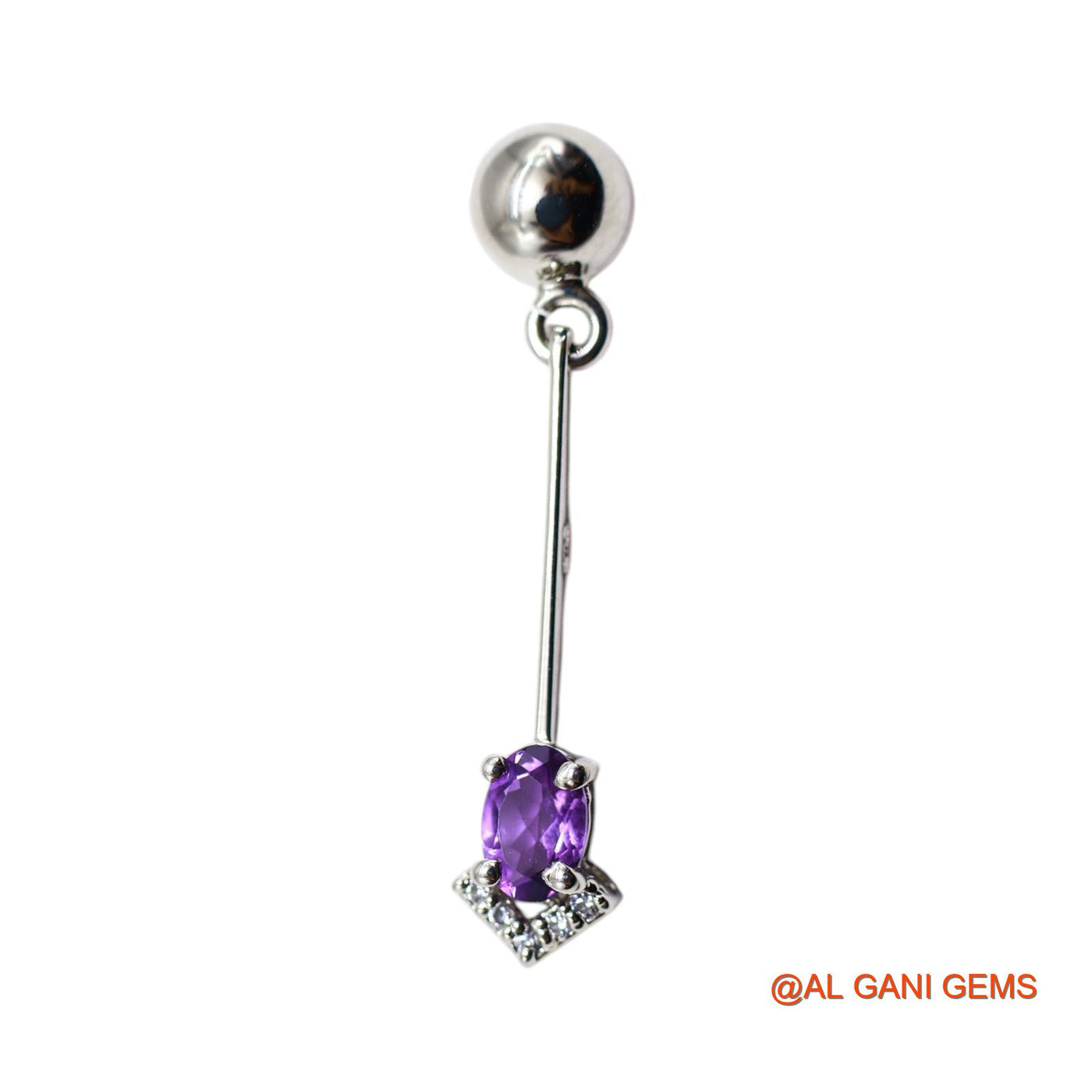 925 Silver Amethyst Gemstone Zircon Drop Hook Bezel Mother Earrings SE-45