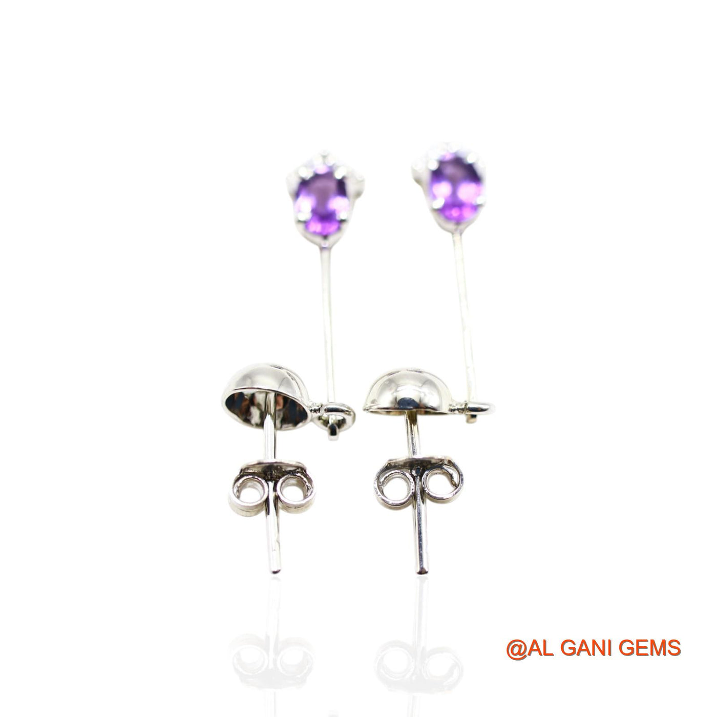 925 Silver Amethyst Gemstone Zircon Drop Hook Bezel Mother Earrings SE-45