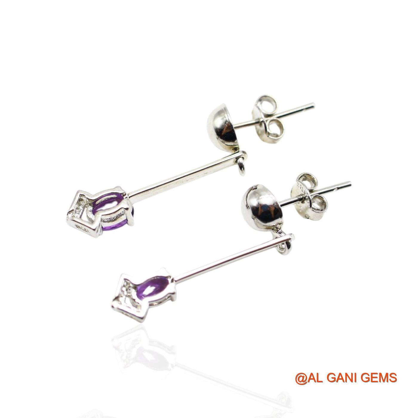 925 Silver Amethyst Gemstone Zircon Drop Hook Bezel Mother Earrings SE-45