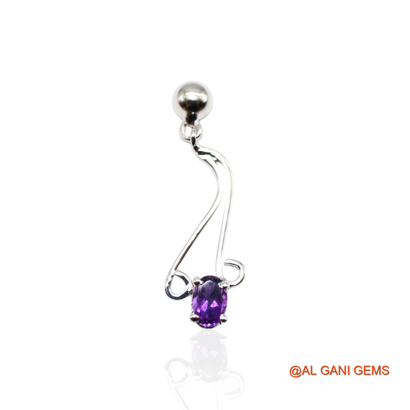 925 Sterling Silver Natural Amethyst Drop Dangle Bezel Hook Earrings SE-47