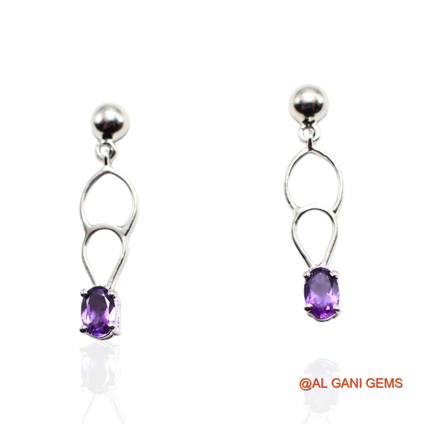 Natural Amethyst Engagement Drop Anniversary Earrings Sterling Silver SE-48