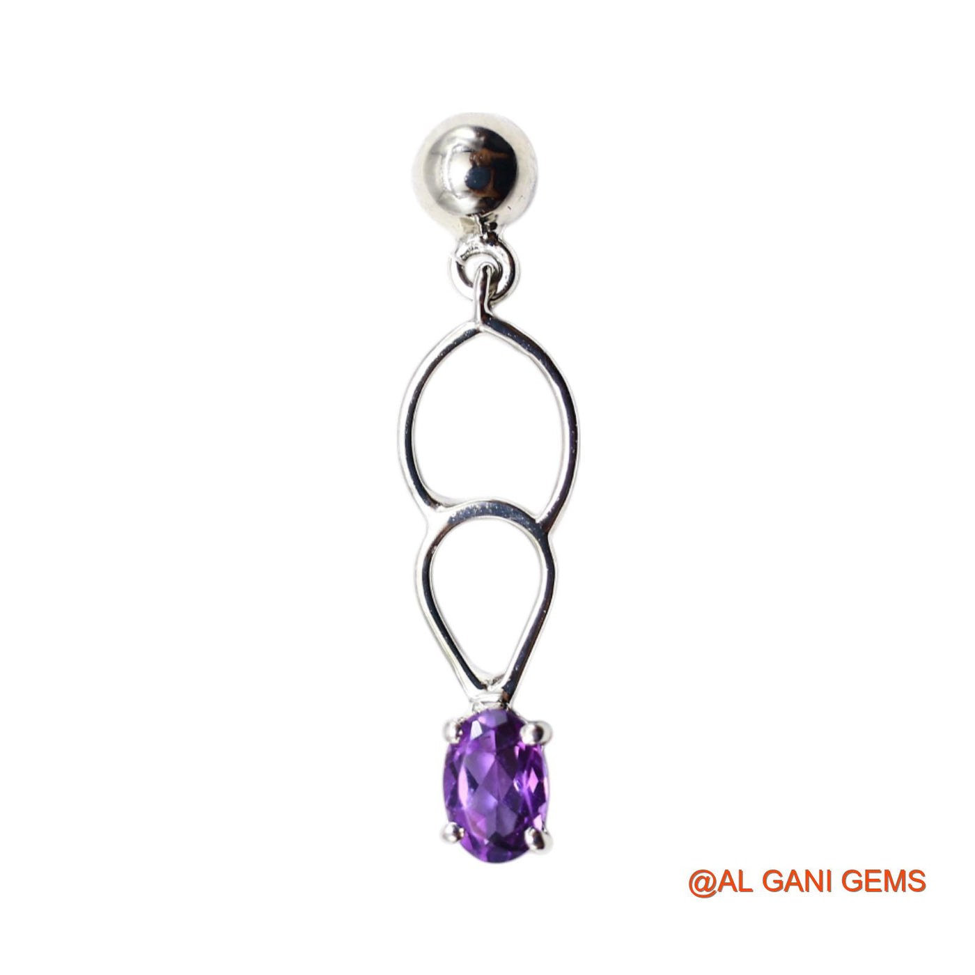 Natural Amethyst Engagement Drop Anniversary Earrings Sterling Silver SE-48