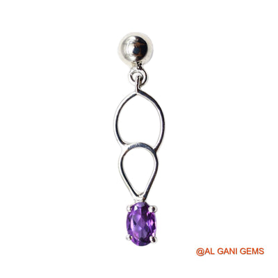 Natural Amethyst Engagement Drop Anniversary Earrings Sterling Silver SE-48