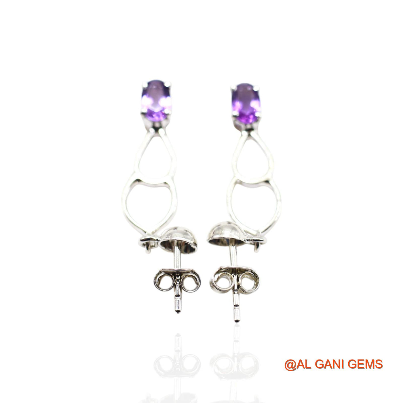 Natural Amethyst Engagement Drop Anniversary Earrings Sterling Silver SE-48