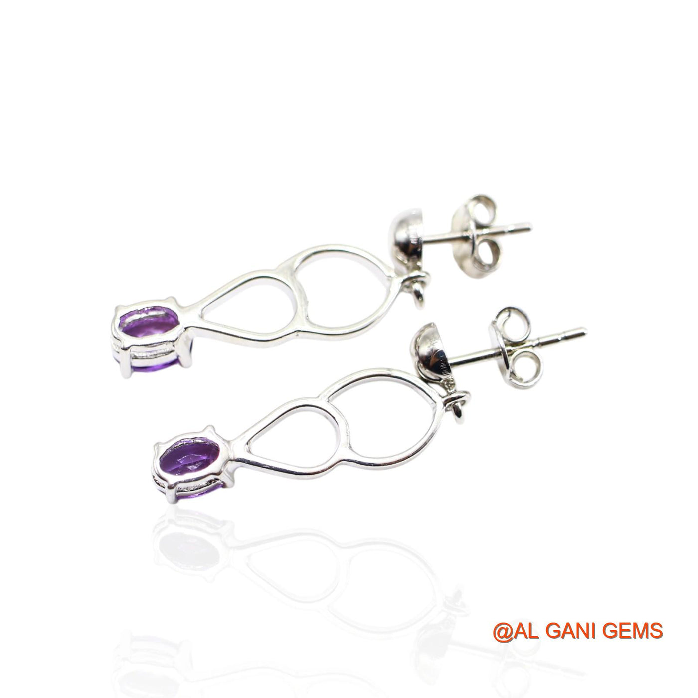 Natural Amethyst Engagement Drop Anniversary Earrings Sterling Silver SE-48