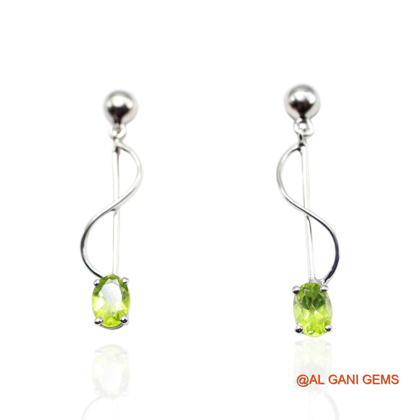 Faceted Peridot Gemstone Sterling Silver Dangle Bezel Boho Earrings SE-49