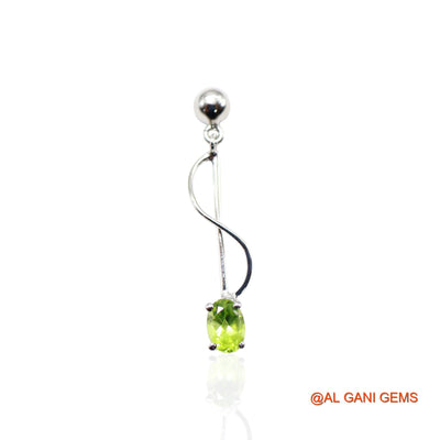 Faceted Peridot Gemstone Sterling Silver Dangle Bezel Boho Earrings SE-49