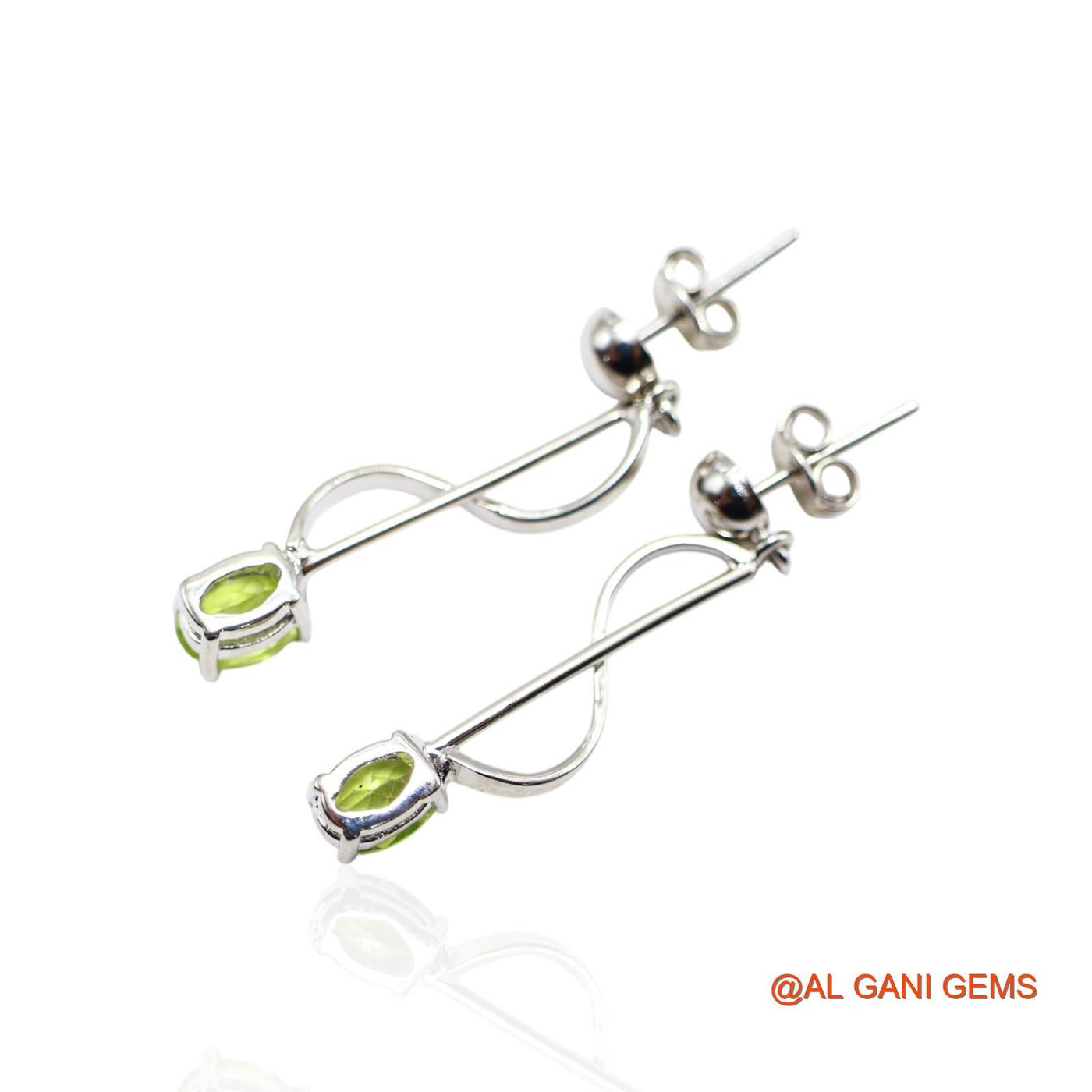 Faceted Peridot Gemstone Sterling Silver Dangle Bezel Boho Earrings SE-49