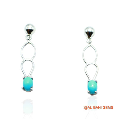 Turquoise Gemstone Dangling Throat Chakra Earrings 925 Sterling Silver SE-4