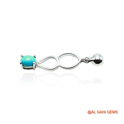 Turquoise Gemstone Dangling Throat Chakra Earrings 925 Sterling Silver SE-4