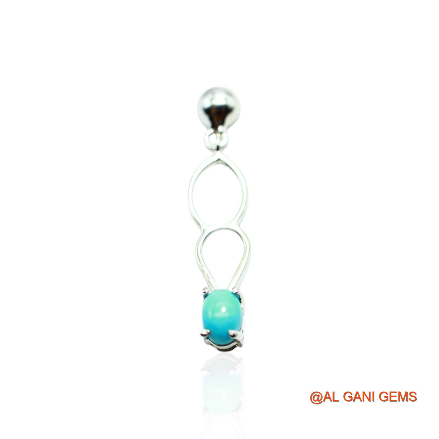 Turquoise Gemstone Dangling Throat Chakra Earrings 925 Sterling Silver SE-4