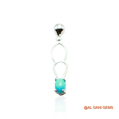 Turquoise Gemstone Dangling Throat Chakra Earrings 925 Sterling Silver SE-4