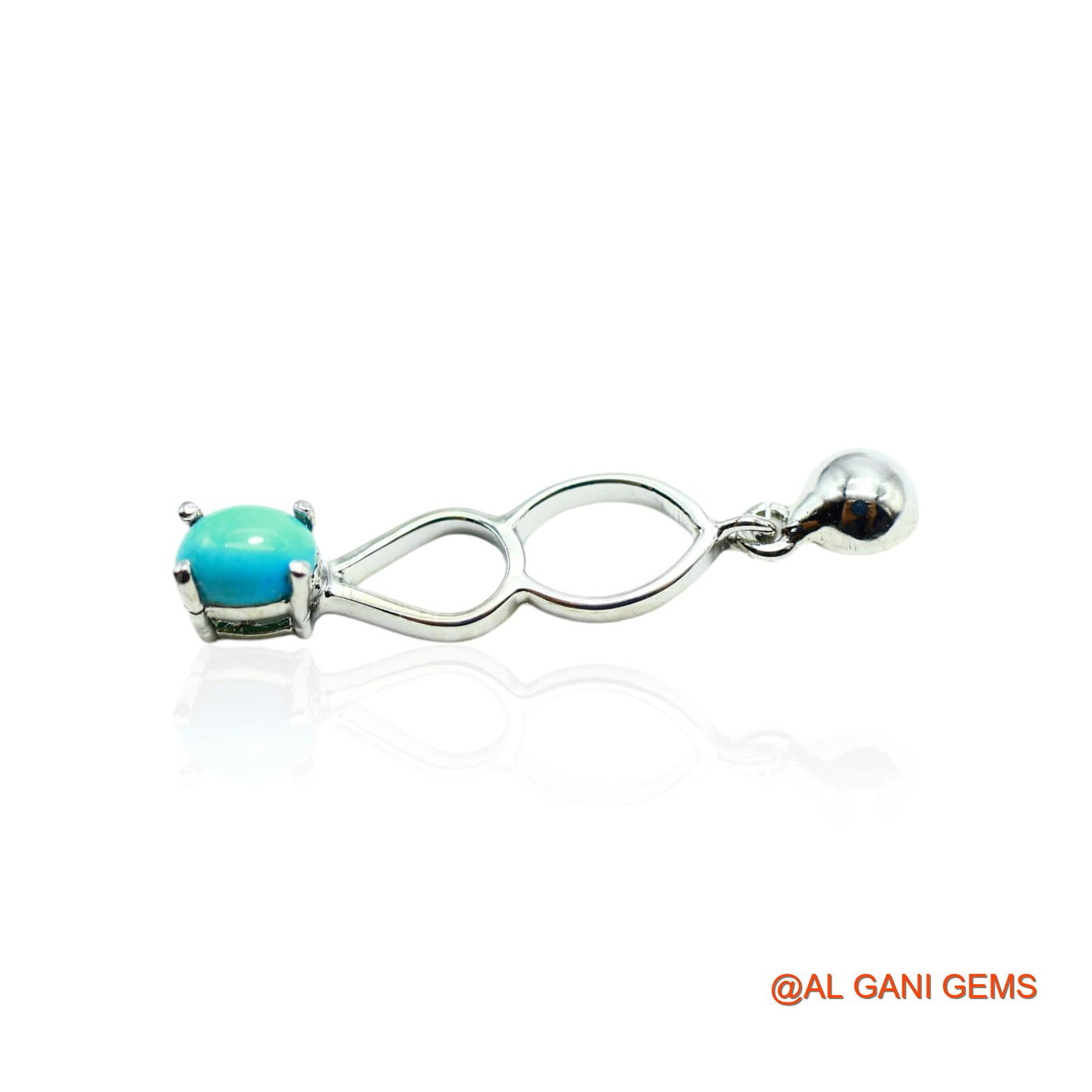 Turquoise Gemstone Dangling Throat Chakra Earrings 925 Sterling Silver SE-4