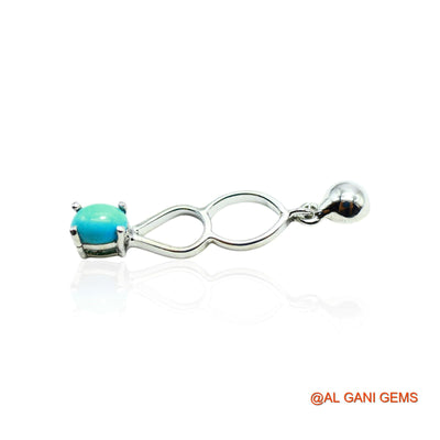 Turquoise Gemstone Dangling Throat Chakra Earrings 925 Sterling Silver SE-4