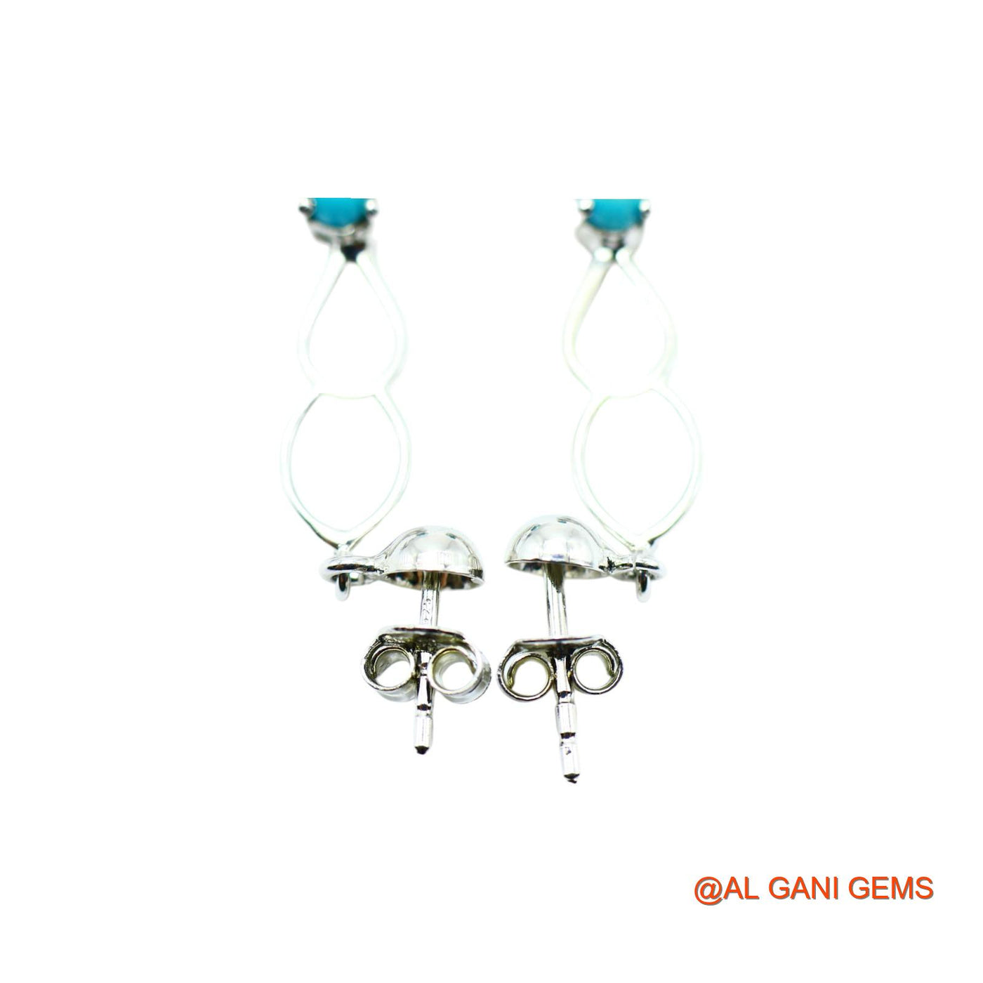 Turquoise Gemstone Dangling Throat Chakra Earrings 925 Sterling Silver SE-4