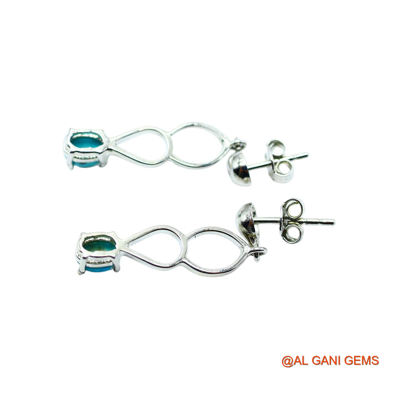 Turquoise Gemstone Dangling Throat Chakra Earrings 925 Sterling Silver SE-4