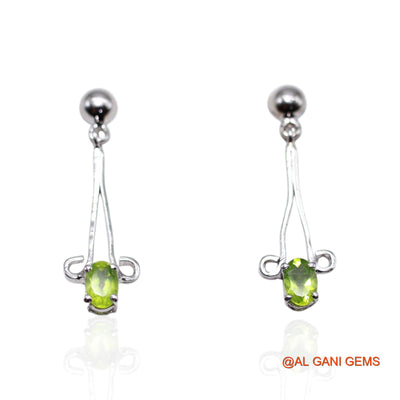 August Peridot Gemstone Boho Drop Dangle Earrings 925 Sterling Silver SE-50