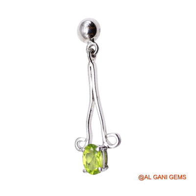 August Peridot Gemstone Boho Drop Dangle Earrings 925 Sterling Silver SE-50