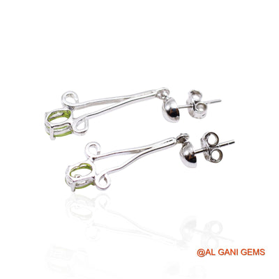 August Peridot Gemstone Boho Drop Dangle Earrings 925 Sterling Silver SE-50