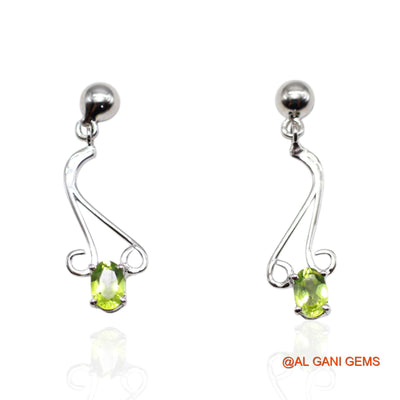 Faceted Peridot Stone 925 Silver Anniversary Daughter Dangle Earrings SE-51