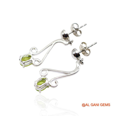 Faceted Peridot Stone 925 Silver Anniversary Daughter Dangle Earrings SE-51